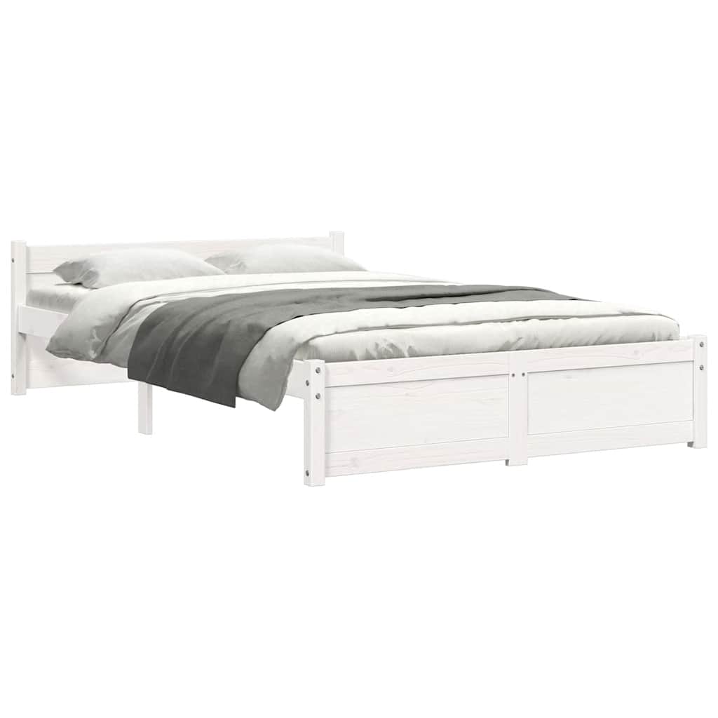 Bed Frame without Mattress White Solid Wood 120x200 cm