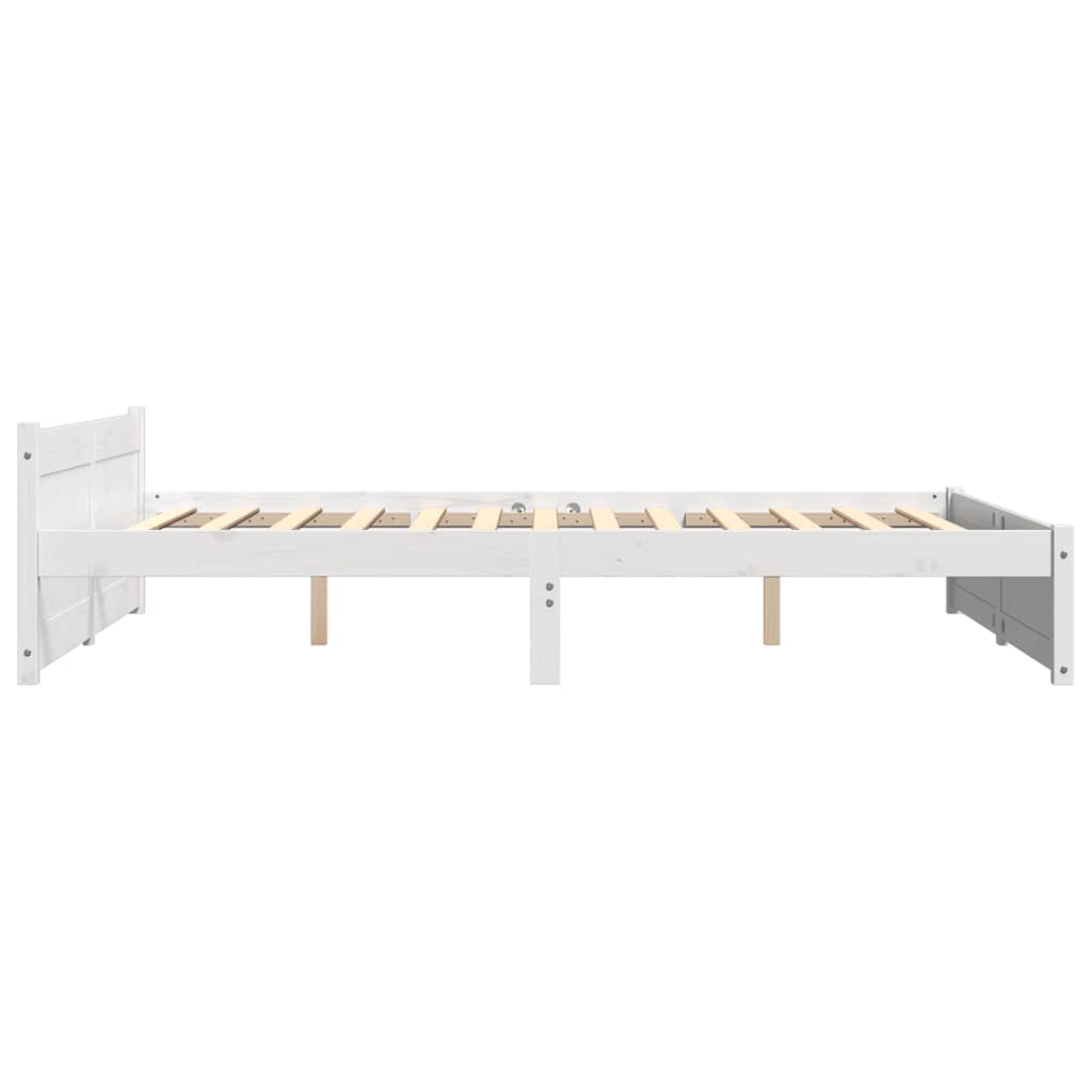 Bed Frame without Mattress White Solid Wood 160x200 cm