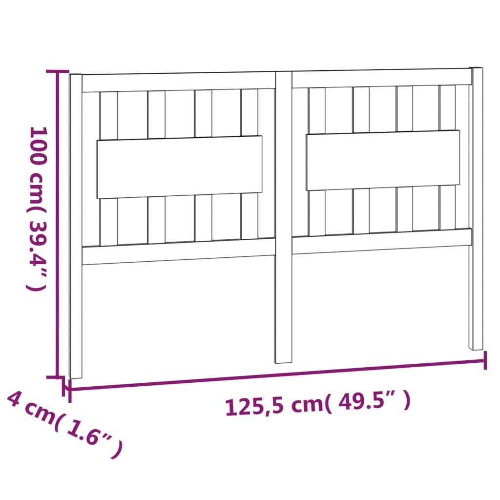 Bed Headboard Honey Brown 125.5x4x100 cm Solid Wood Pine