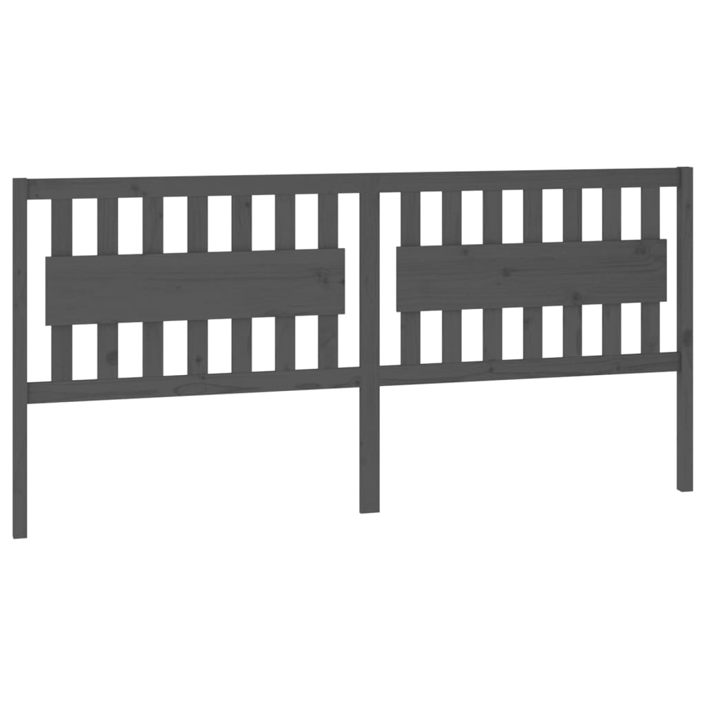 Bed Headboard Grey 205.5x4x100 cm Solid Wood Pine