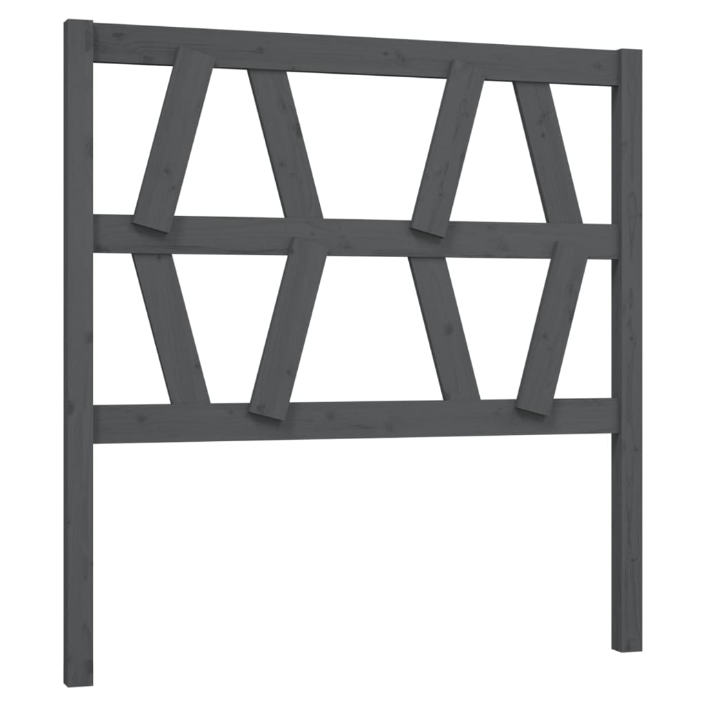 Bed Headboard Grey 81x4x100 cm Solid Wood Pine