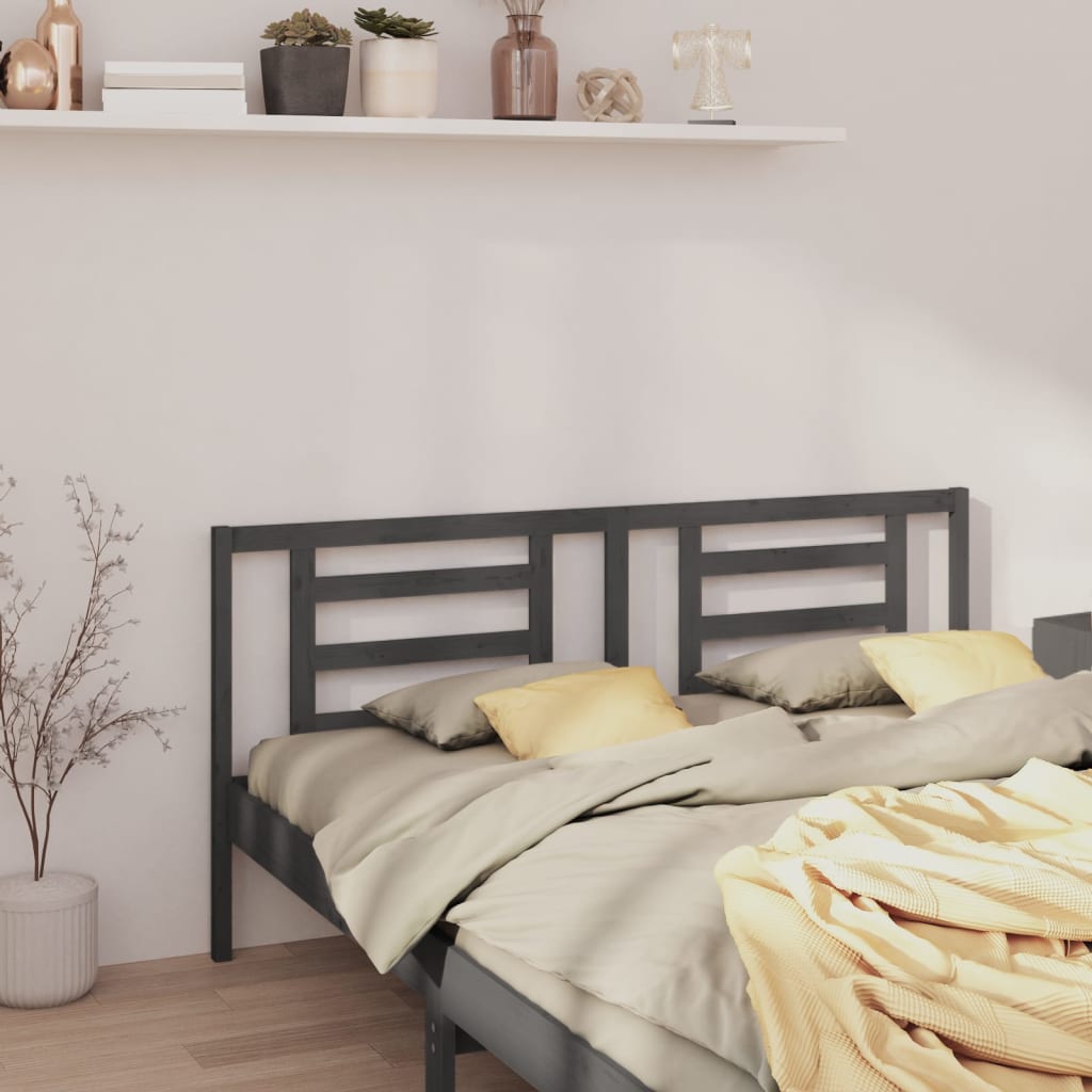Bed Headboard Grey 156x4x100 cm Solid Pine Wood