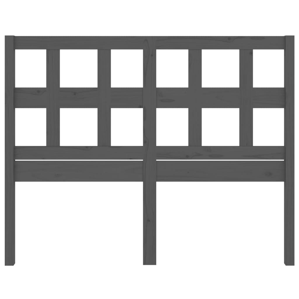 Bed Headboard Grey 125.5x4x100 cm Solid Wood Pine