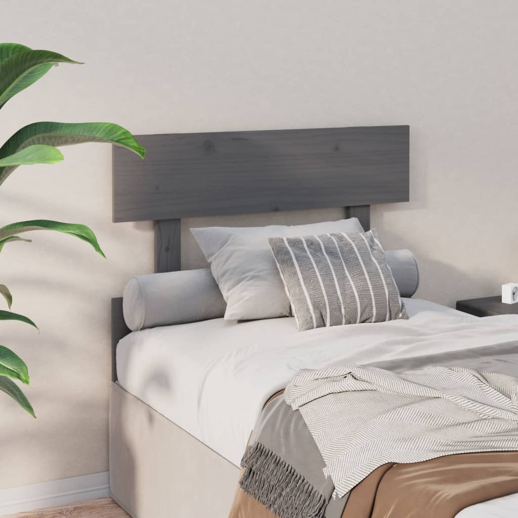 Bed Headboard Grey 93.5x3x81 cm Solid Wood Pine