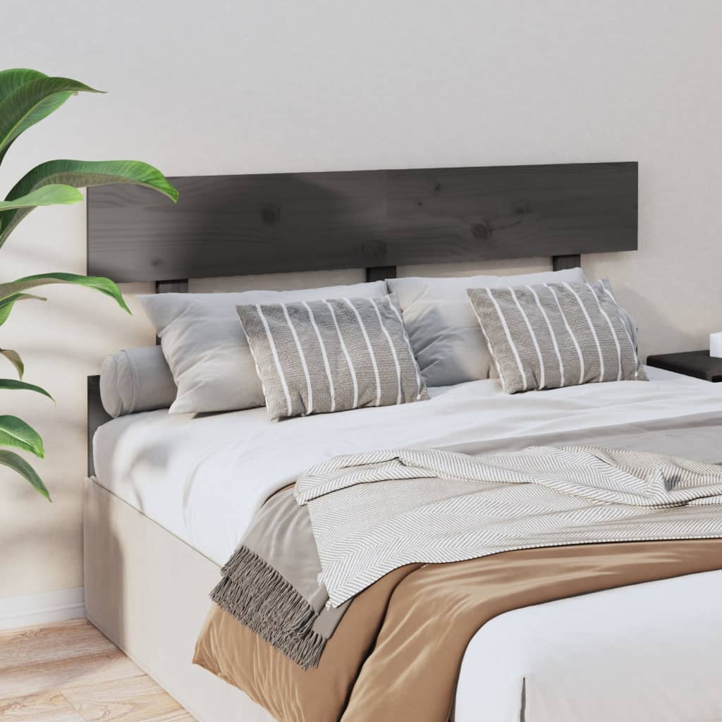 Bed Headboard Grey 138x3x81 cm Solid Wood Pine