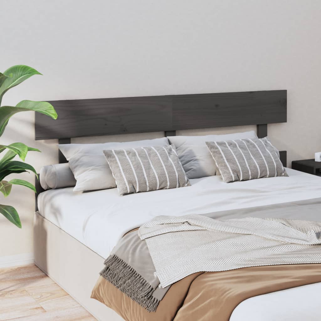 Bed Headboard Grey 154x3x81 cm Solid Wood Pine