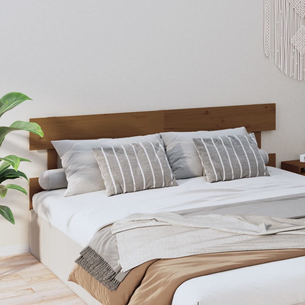 Bed Headboard Honey Brown 204x3x81 cm Solid Wood Pine