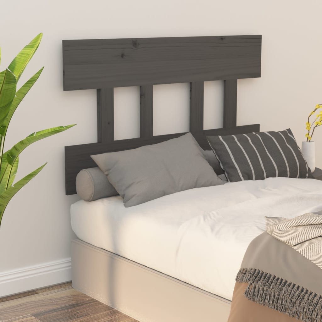 Bed Headboard Grey 103.5x3x81 cm Solid Wood Pine