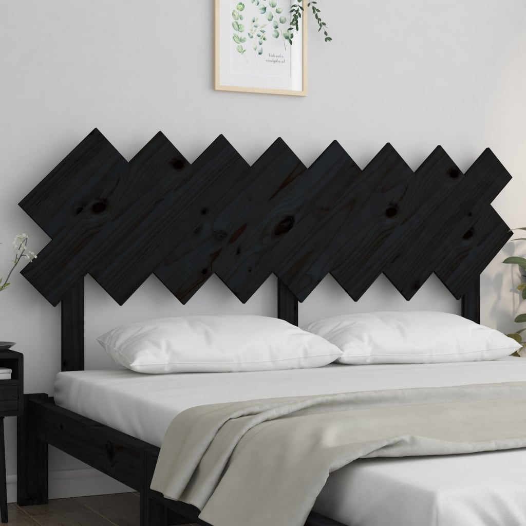 Bed Headboard Black 159.5x3x80.5 cm Solid Wood Pine