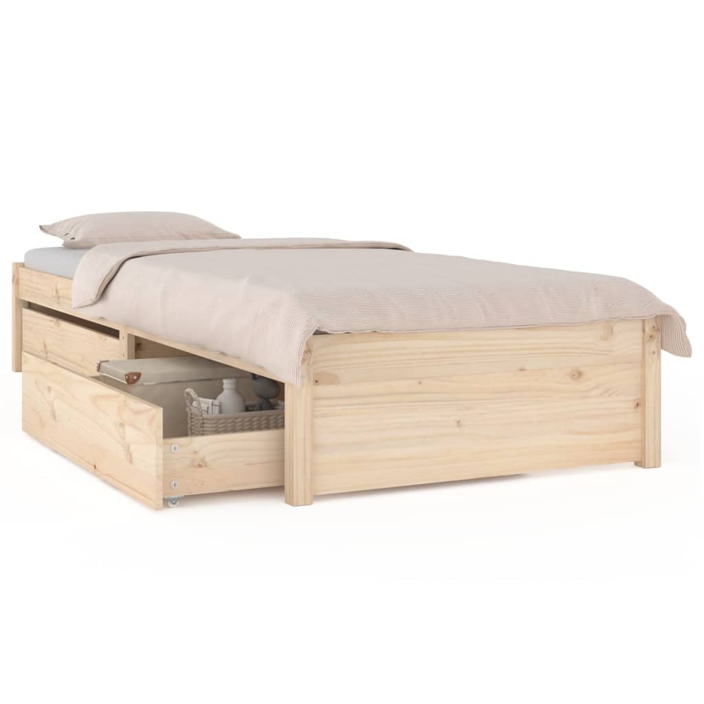 Bed Frame without Mattress with Drawers Small Single