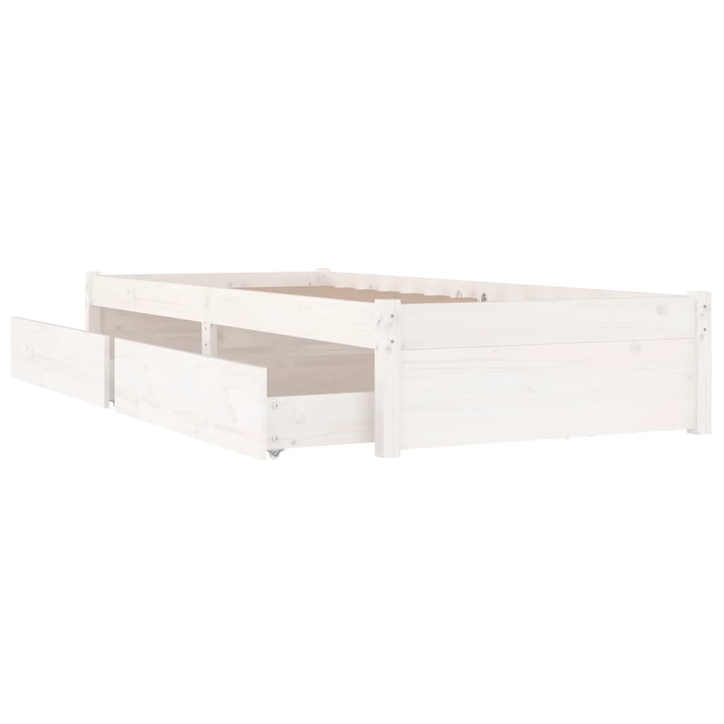 3103464 vidaXL Bed Frame without Mattress with Drawers White 90x200 cm (814935+814985)