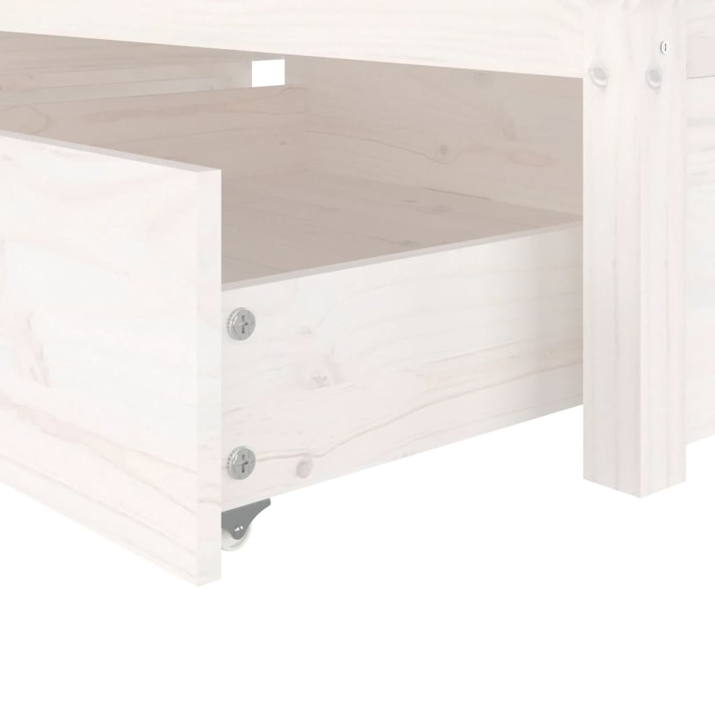 3103464 vidaXL Bed Frame without Mattress with Drawers White 90x200 cm (814935+814985)