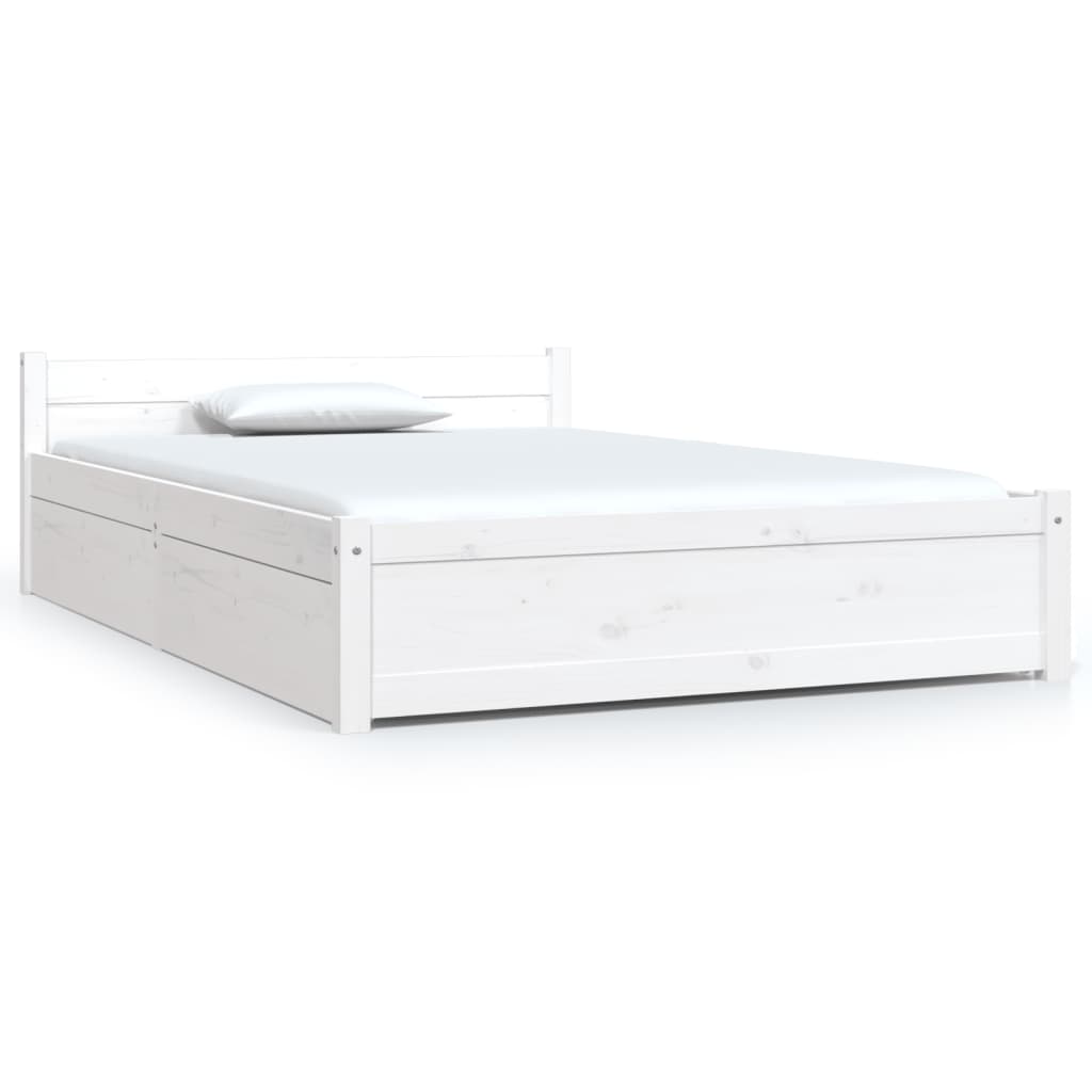 Bed Frame without Mattress with Drawers White Small Double