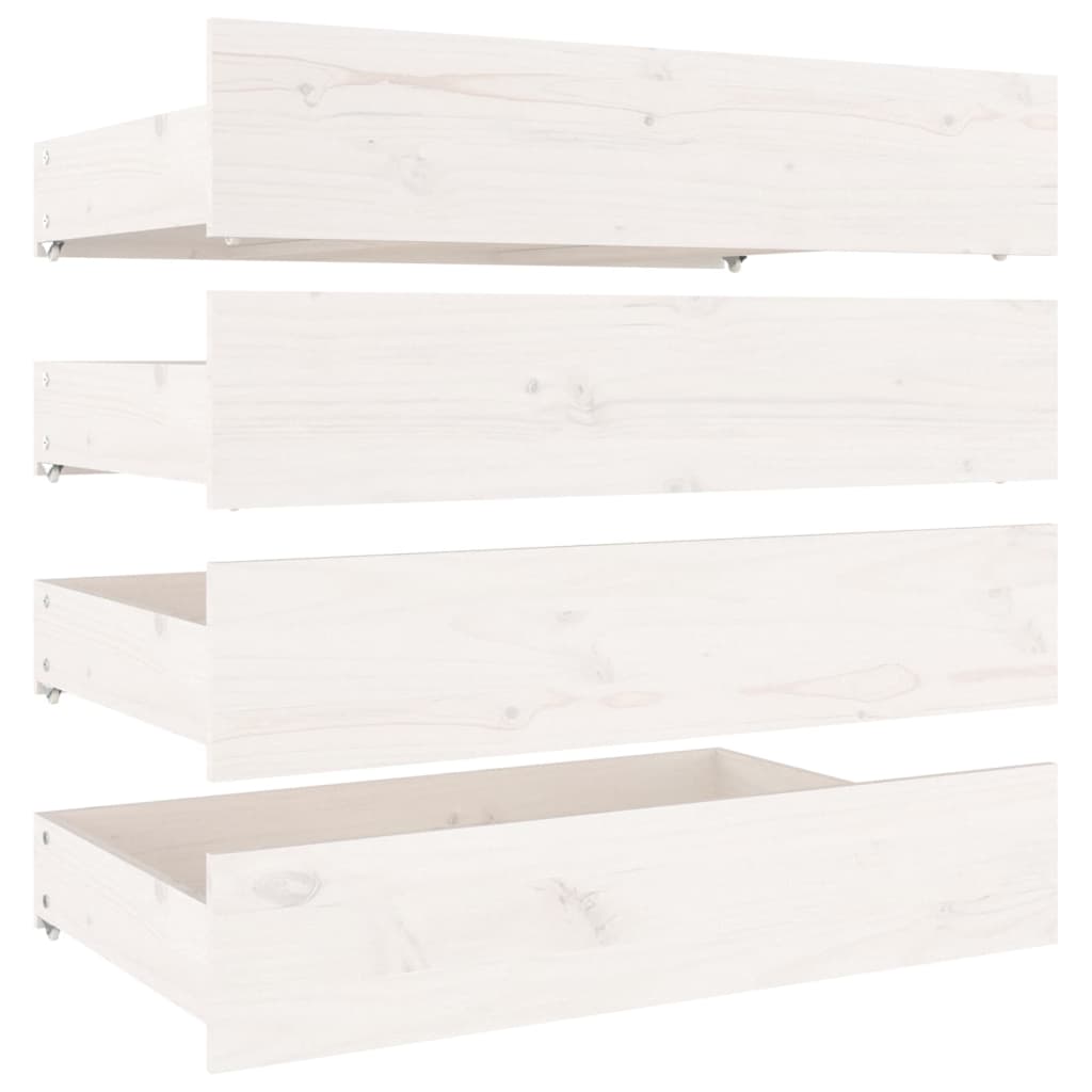 Bed Frame without Mattress with Drawers White Double