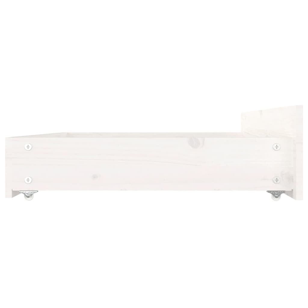Bed Frame without Mattress with Drawers White Double
