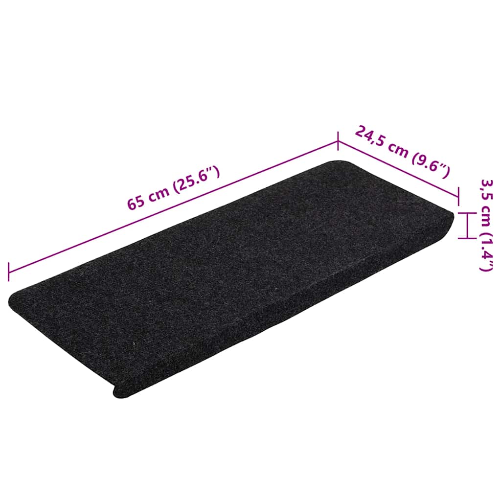 Stair Mats Self-adhesive 15 pcs 65x24.5x3.5 cm Black