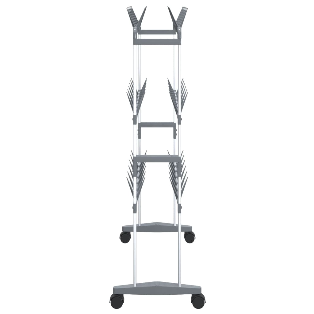 Shoe Rack with Wheels Silver 66x27x100 cm