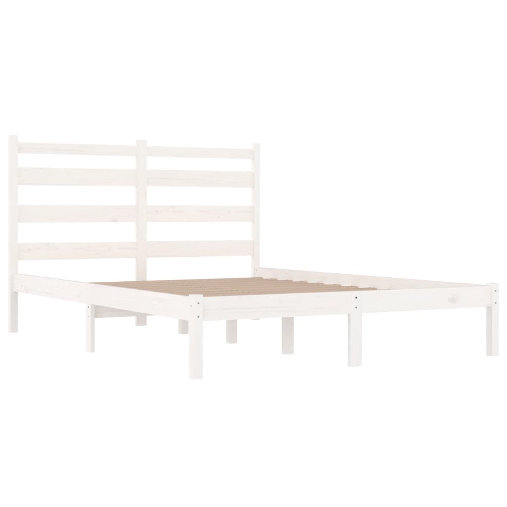 3103644 vidaXL Bed Frame without Mattress White Solid Wood 120x200 cm (810013+818411)