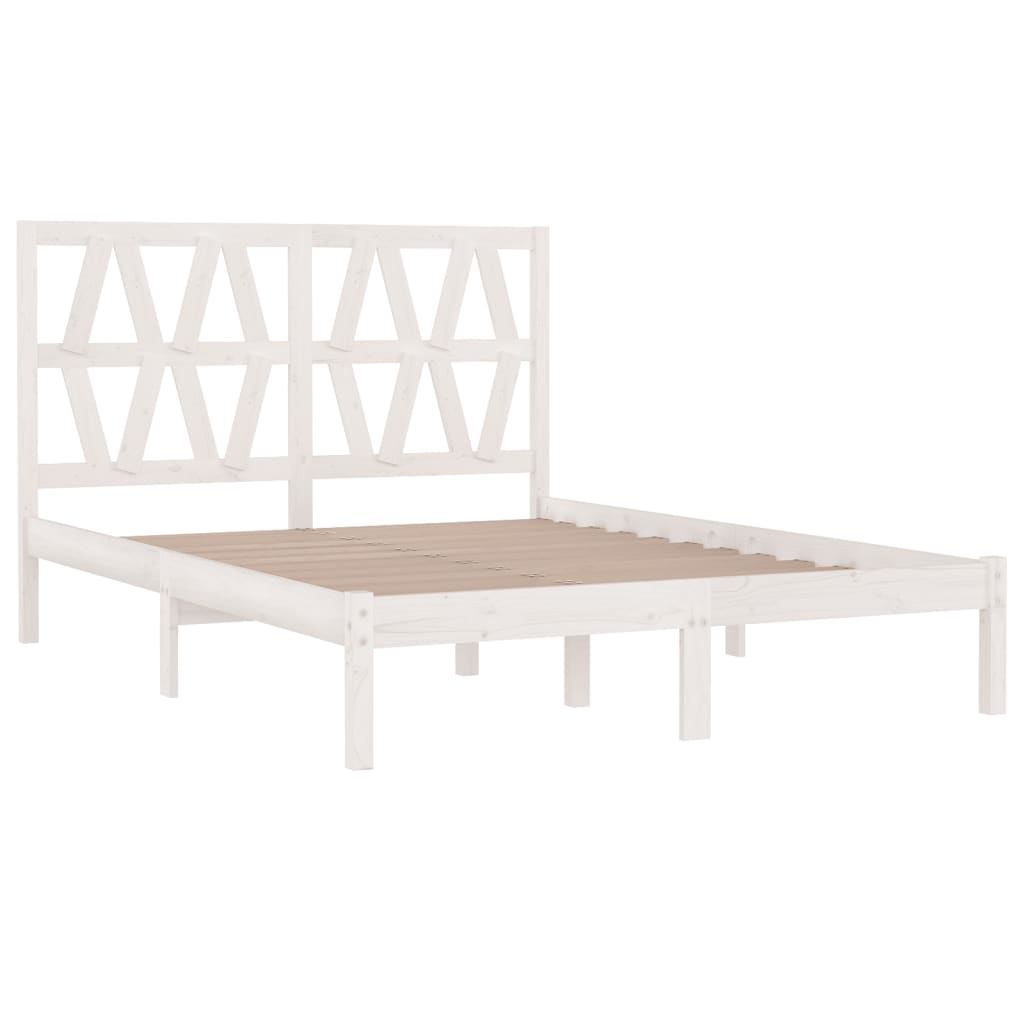 Bed Frame without Mattress White Solid Wood Small Double