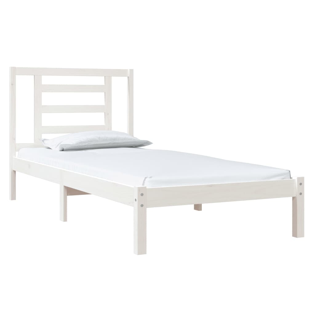 Bed Frame without Mattress White 90x190 cm Single Solid Wood Pine
