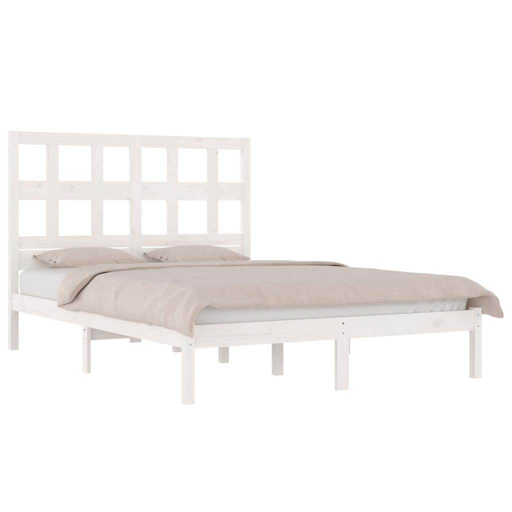 Bed Frame without Mattress White 160x200 cm Solid Wood Pine