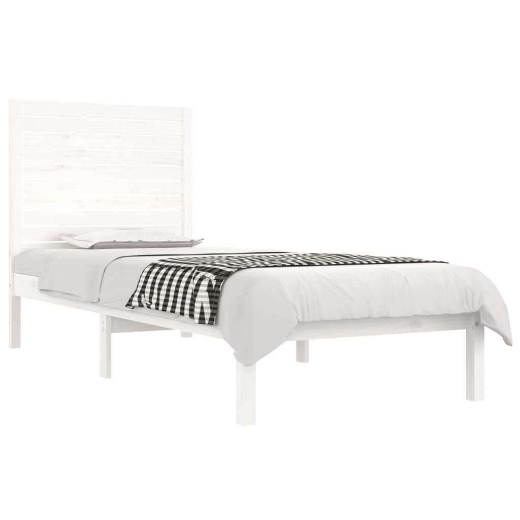 Bed Frame without Mattress White 90x190 cm Single Solid Wood