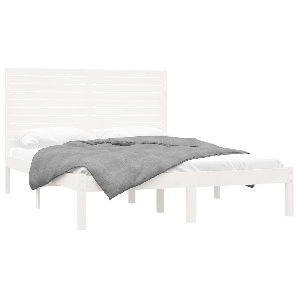 Bed Frame without Mattress White 160x200 cm Solid Wood