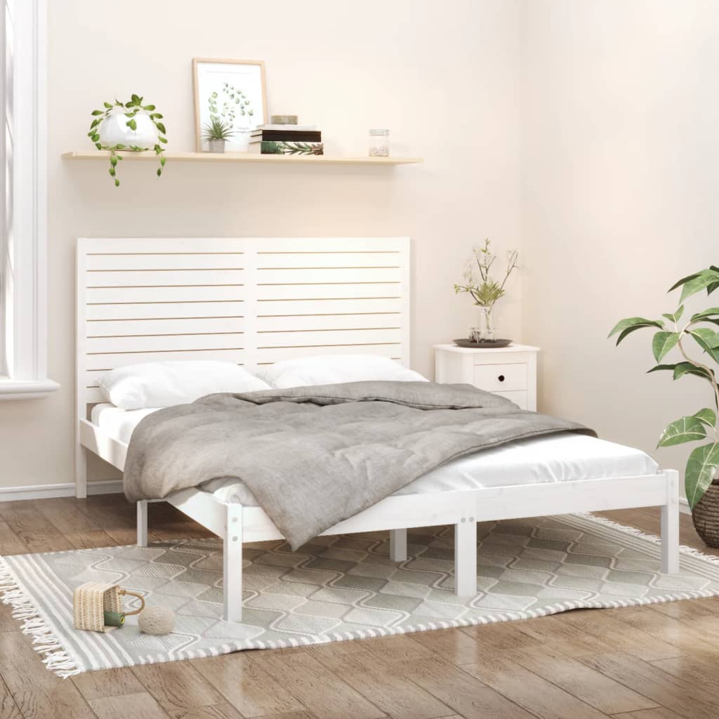 Bed Frame without Mattress White 160x200 cm Solid Wood