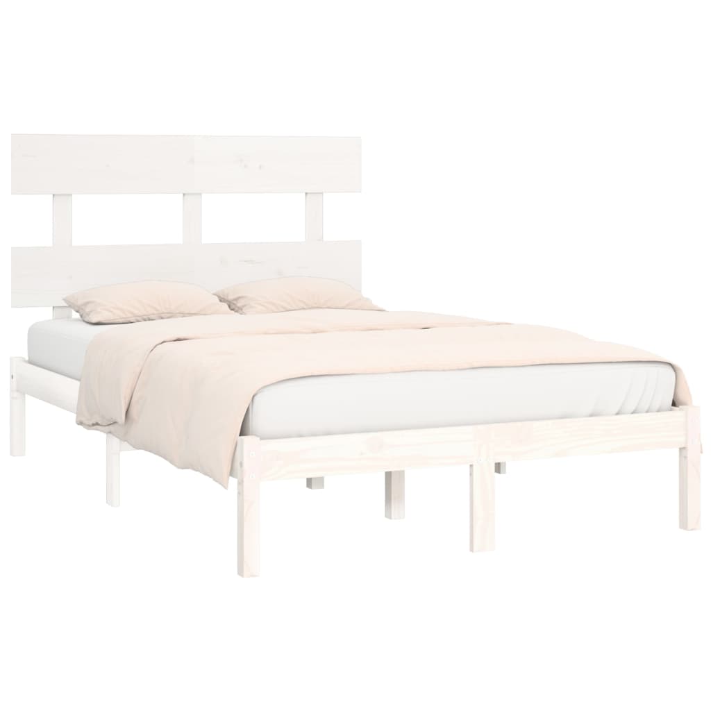 Bed Frame without Mattress White 120x190 cm Small Double Solid Wood