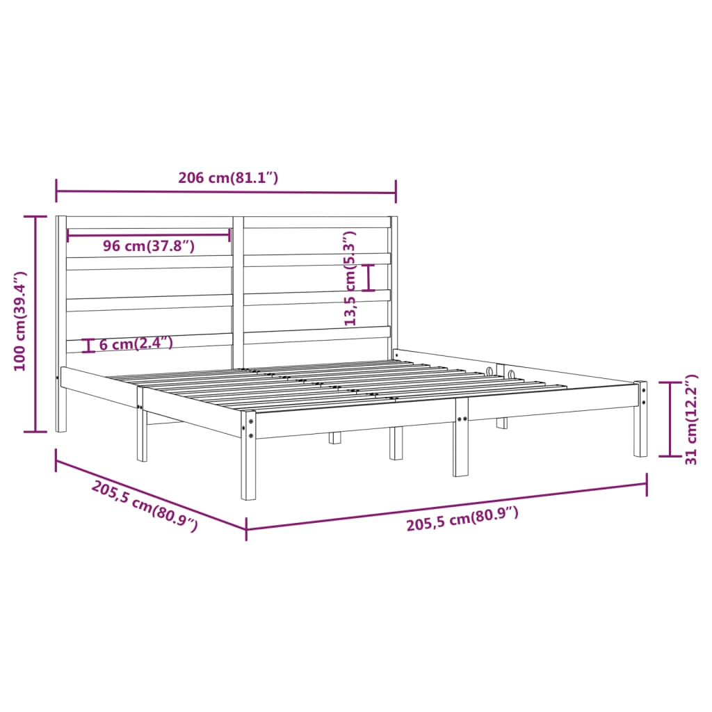 Bed Frame without Mattress Honey Brown 200x200 cm Solid Wood Pine