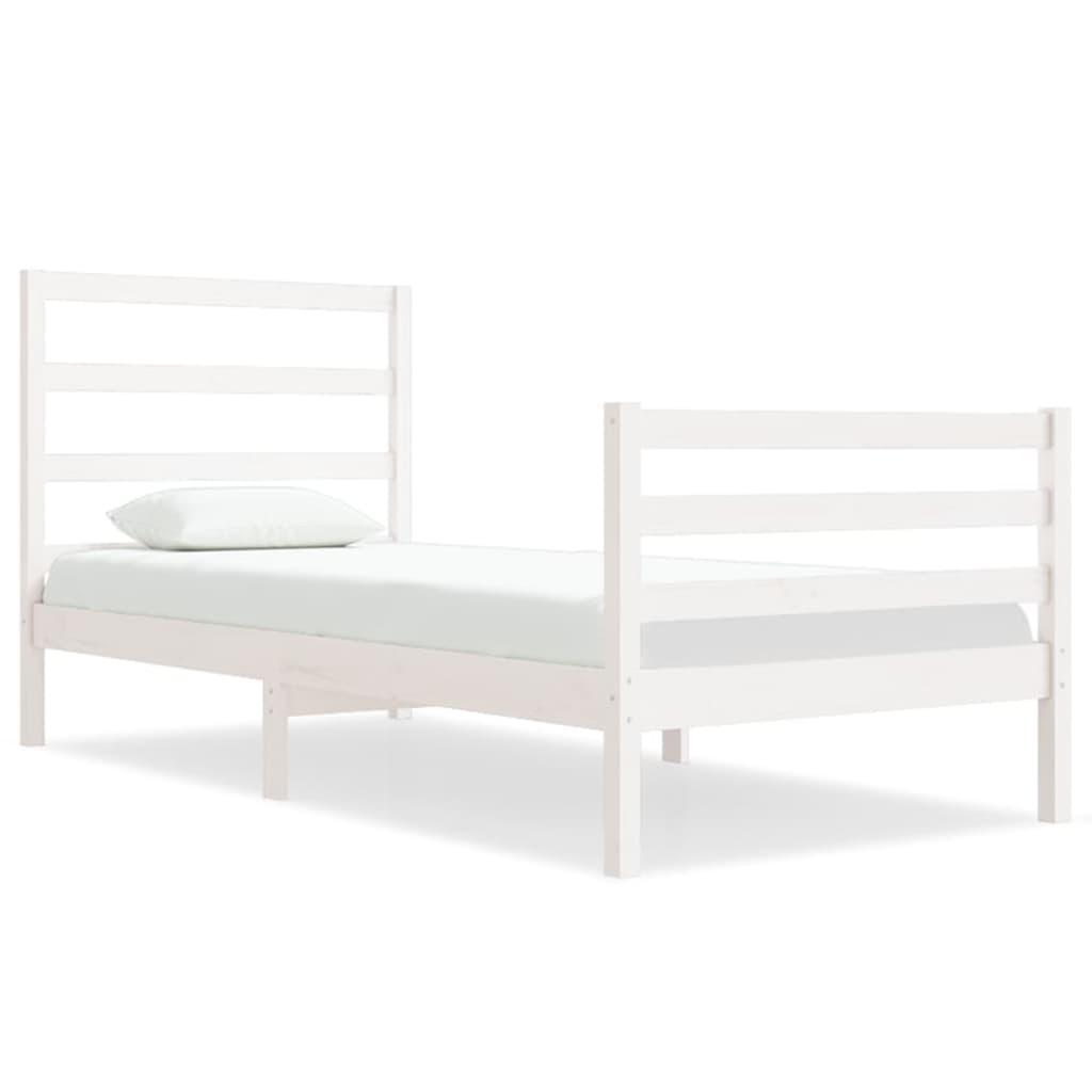 Bed Frame without Mattress White Solid Wood Pine 90x190 cm Single Single