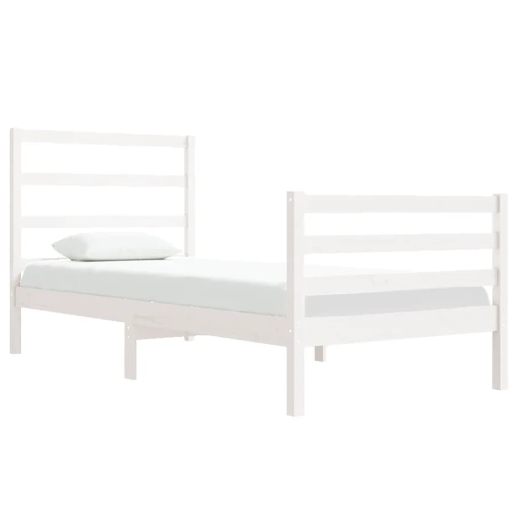 Bed Frame without Mattress White Solid Wood Pine 90x190 cm Single Single