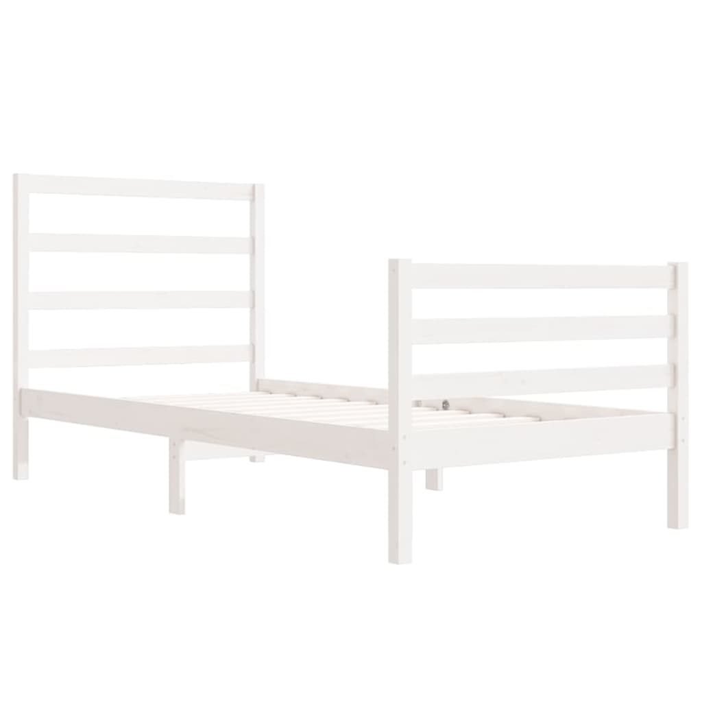 Bed Frame without Mattress White Solid Wood Pine 90x190 cm Single Single
