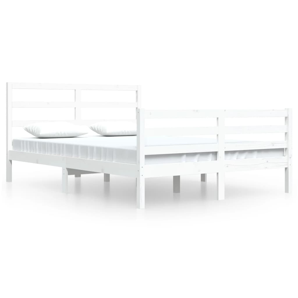 Bed Frame without Mattress White Solid Wood Pine 160x200 cm