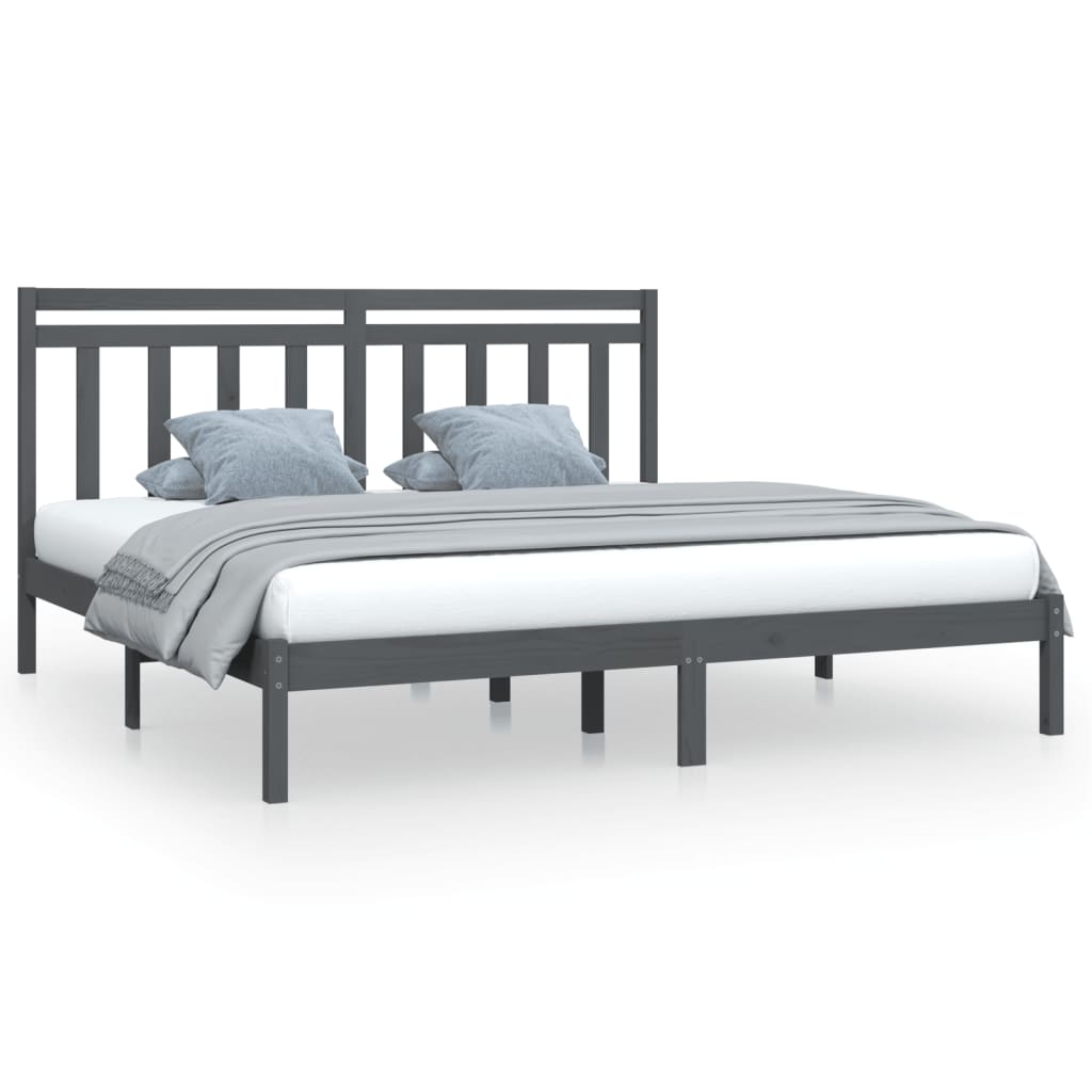 Bed Frame without Mattress Grey 200x200 cm Solid Wood