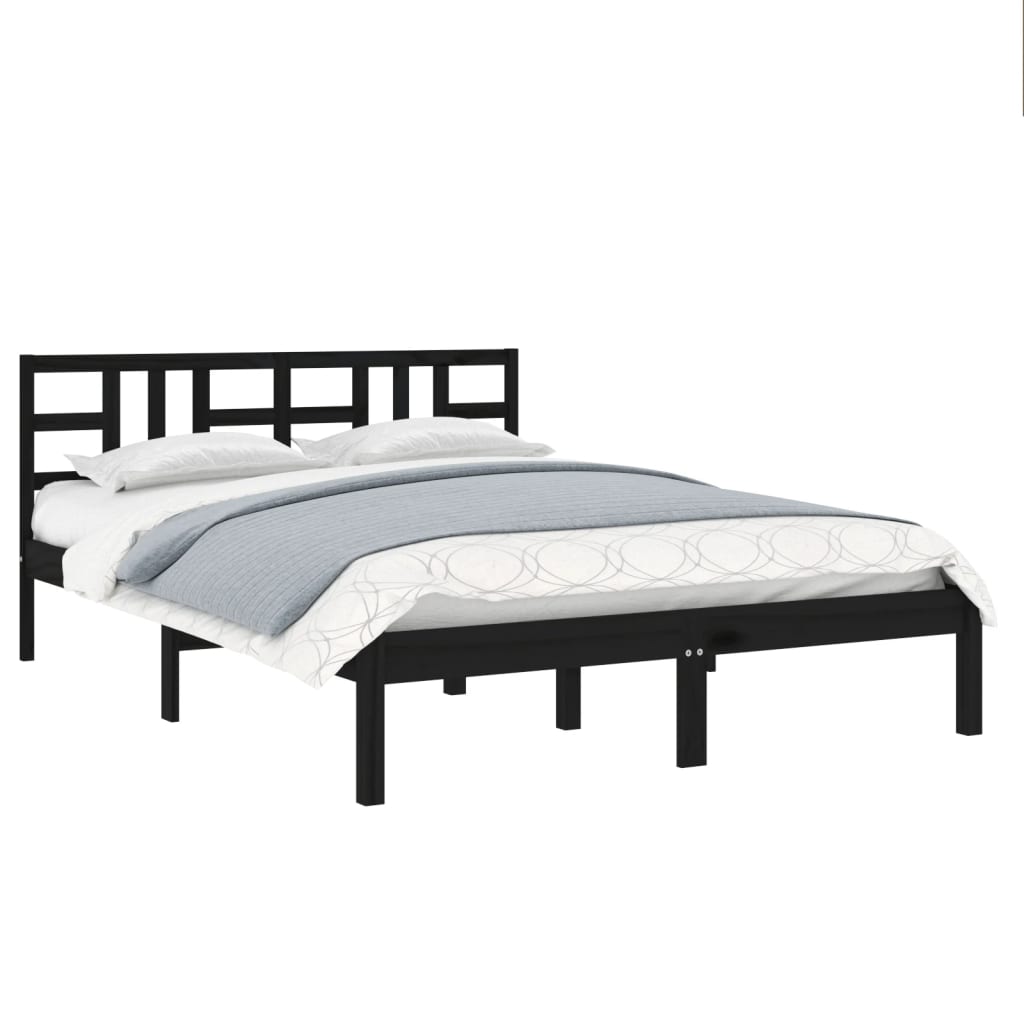 Bed Frame without Mattress Black 200x200 cm Solid Wood