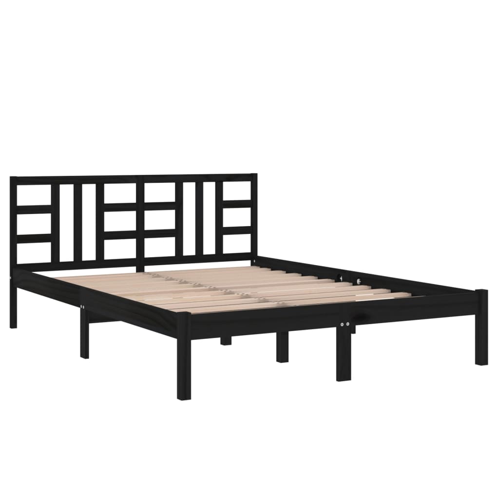Bed Frame without Mattress Black 200x200 cm Solid Wood
