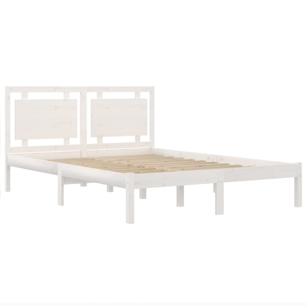Bed Frame without Mattress White 120x190 cm Small Double Solid Wood