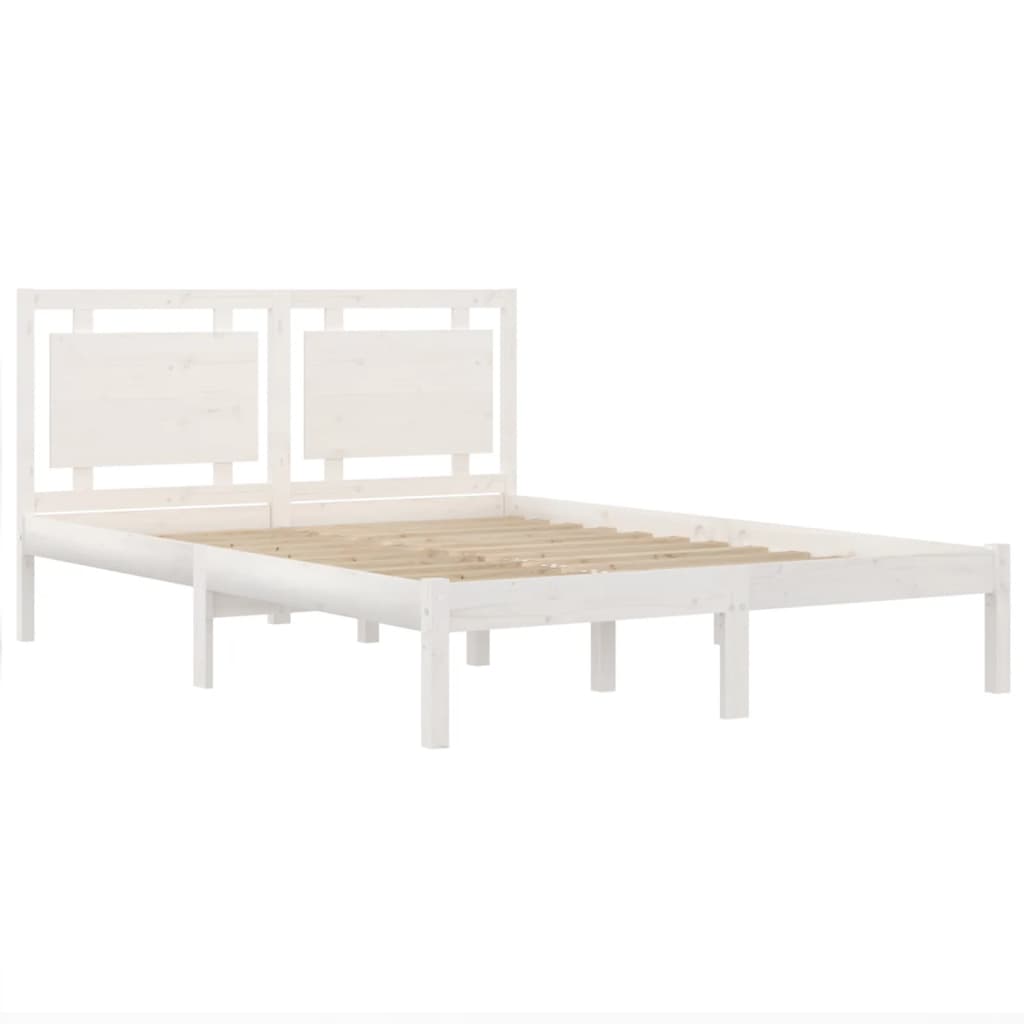 Bed Frame without Mattress White 135x190 cm Double Solid Wood