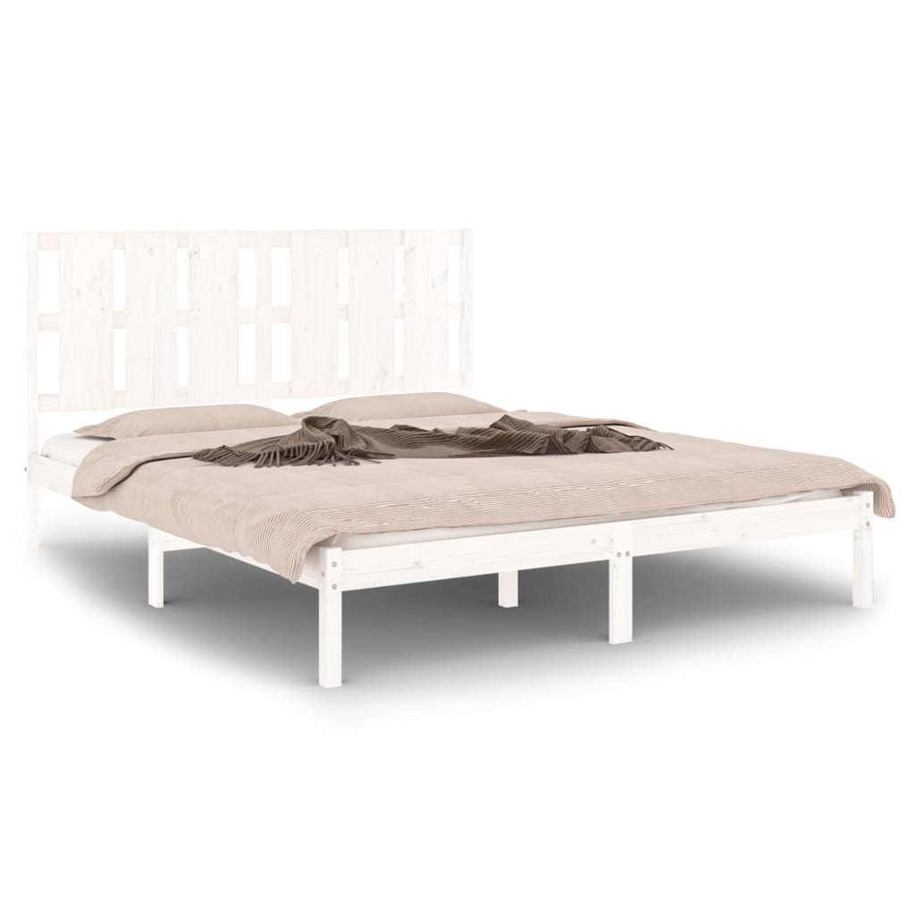 Bed Frame without Mattress White Pine 160x200 cm Solid Wood