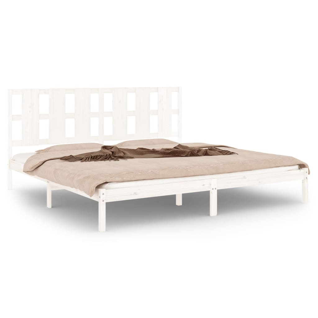 Bed Frame without Mattress White 200x200 cm Solid Wood Pine