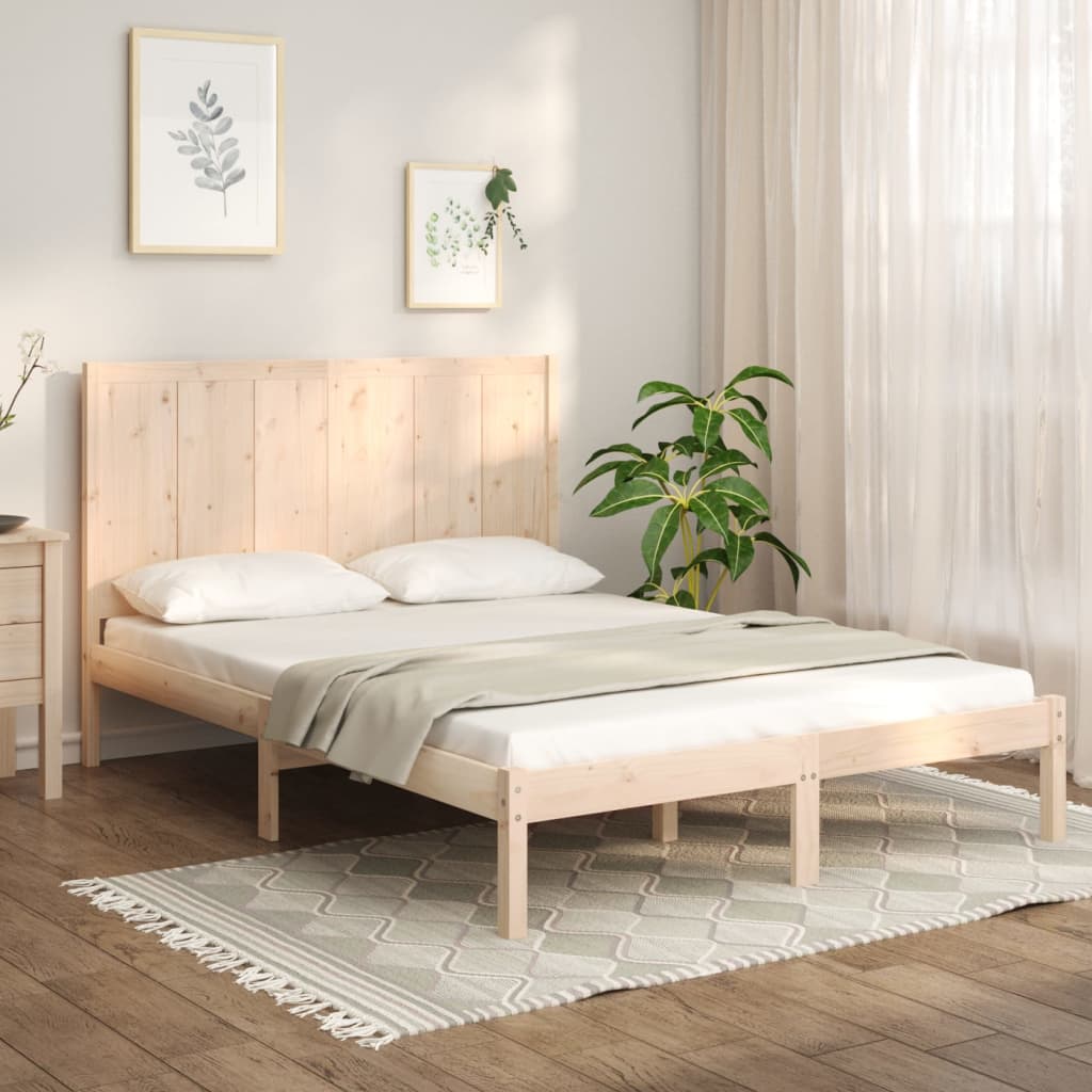 Bed Frame without Mattress 135x190 cm Double Solid Wood Pine