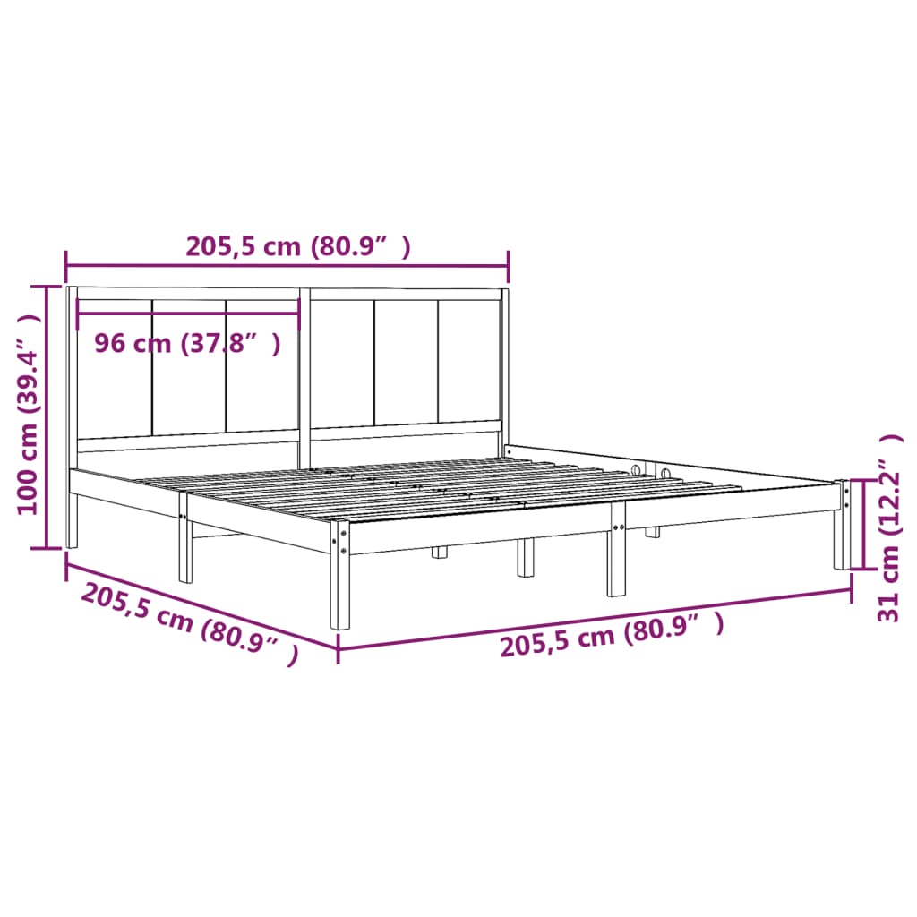 Bed Frame without Mattress Honey Brown 200x200 cm Solid Wood Pine