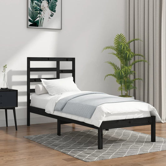 Bed Frame without Mattress Black Solid Wood 100x200 cm