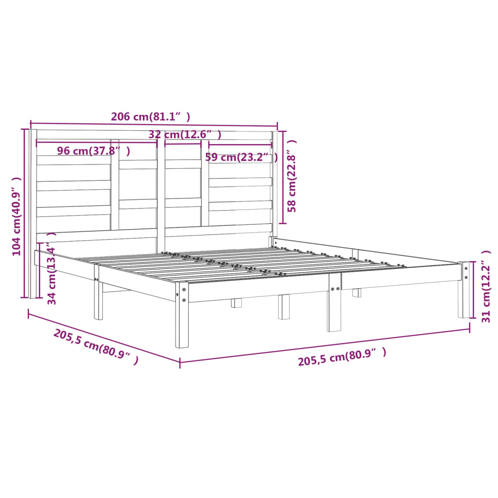 Bed Frame without Mattress Honey Brown Solid Wood 200x200 cm
