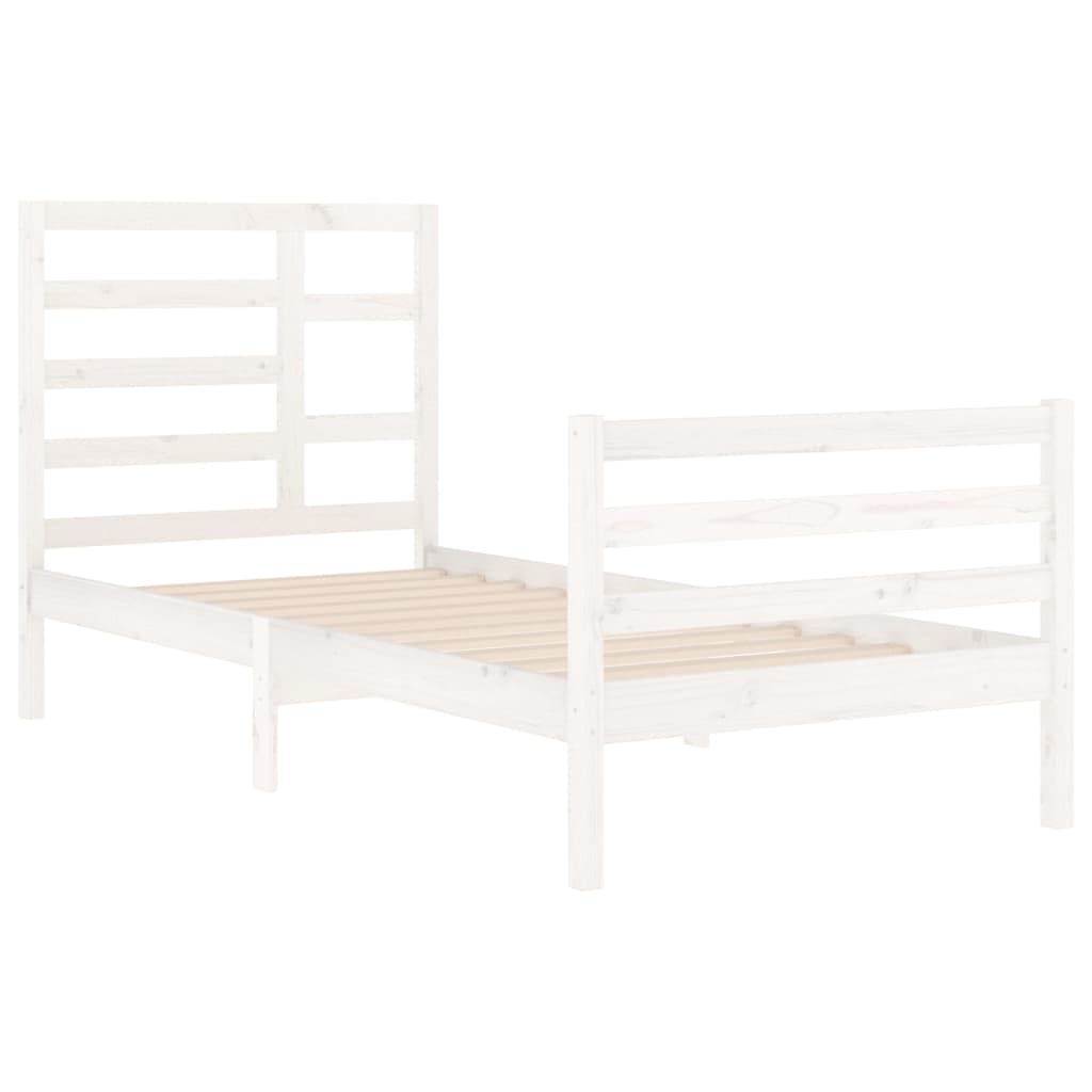 Bed Frame without Mattress White Solid Wood 90x200 cm