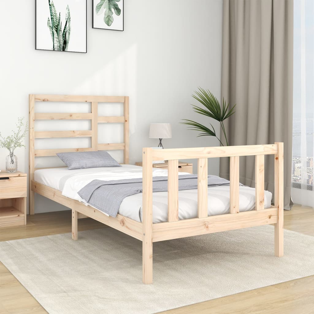Bed Frame without Mattress Solid Wood 75x190 cm Small Single