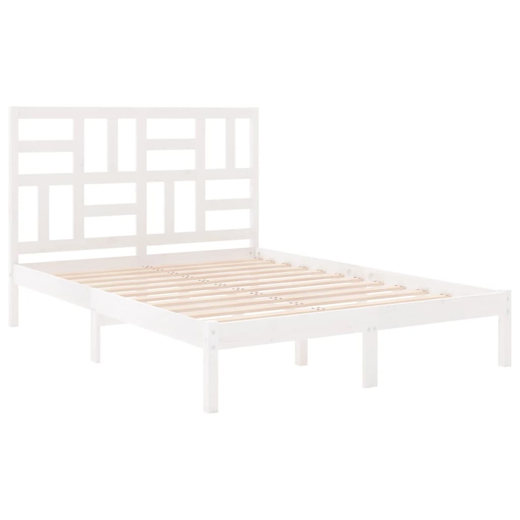 Bed Frame without Mattress White Solid Wood 120x190 cm Small Double