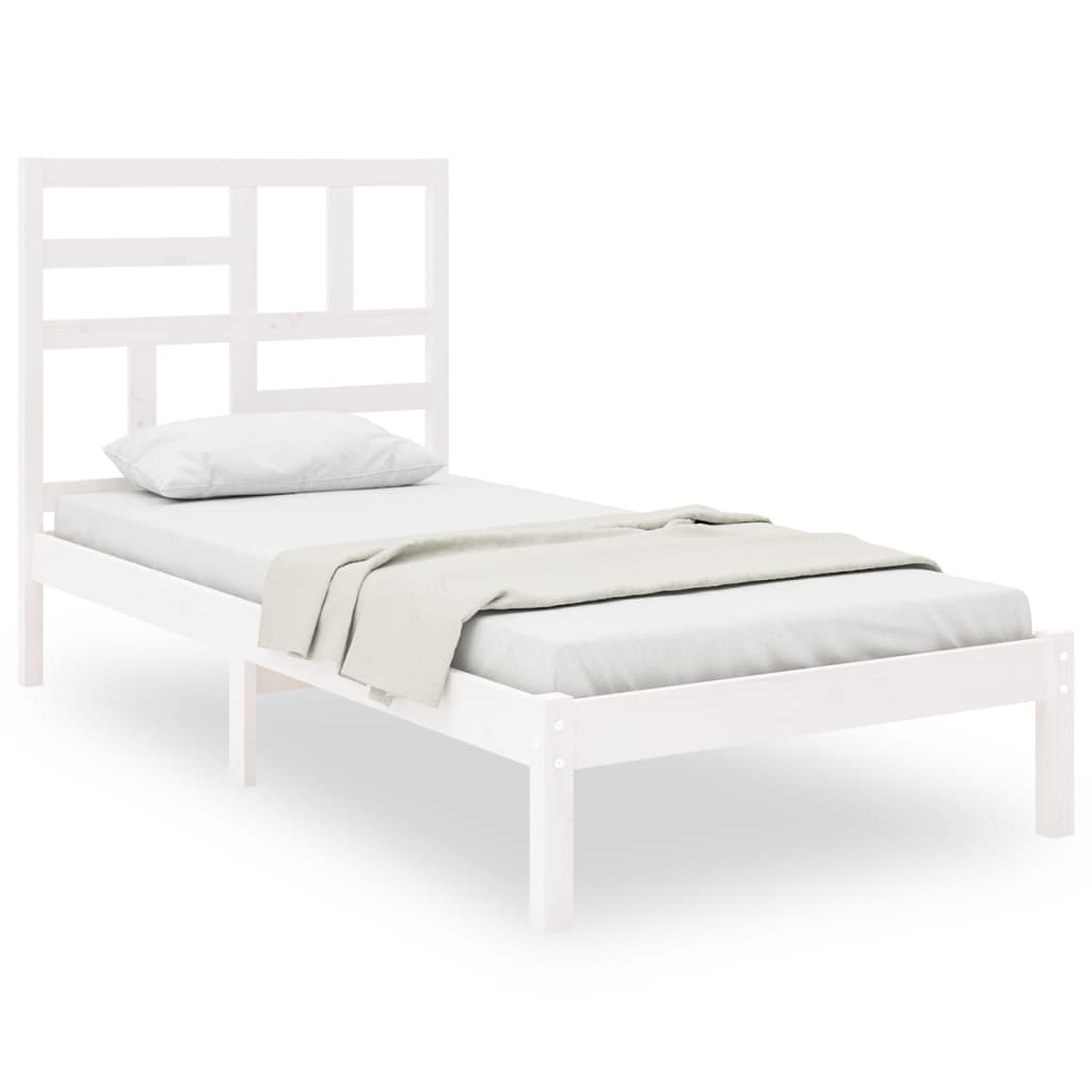 Bed Frame without Mattress White Solid Wood 100x200 cm