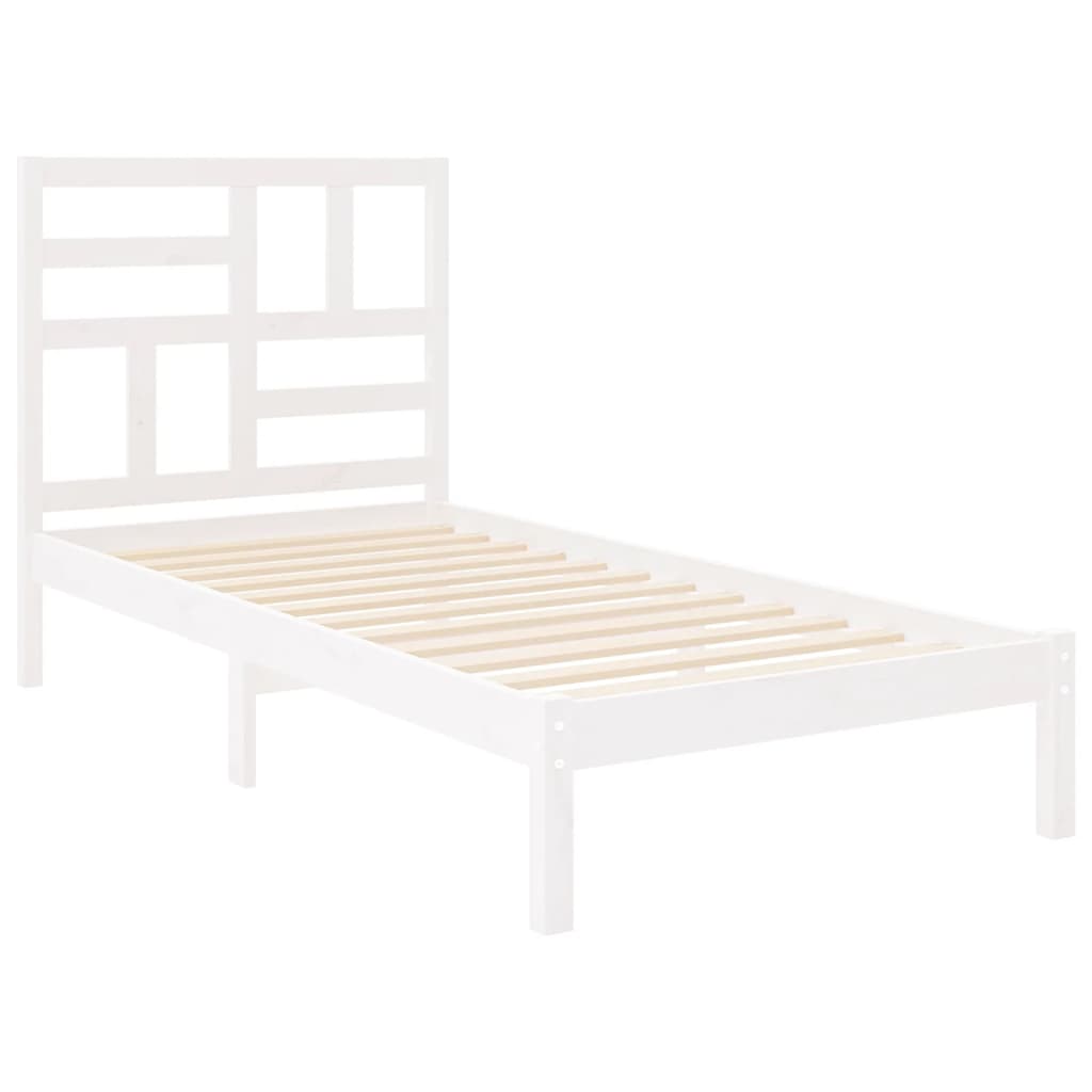 Bed Frame without Mattress White Solid Wood 100x200 cm